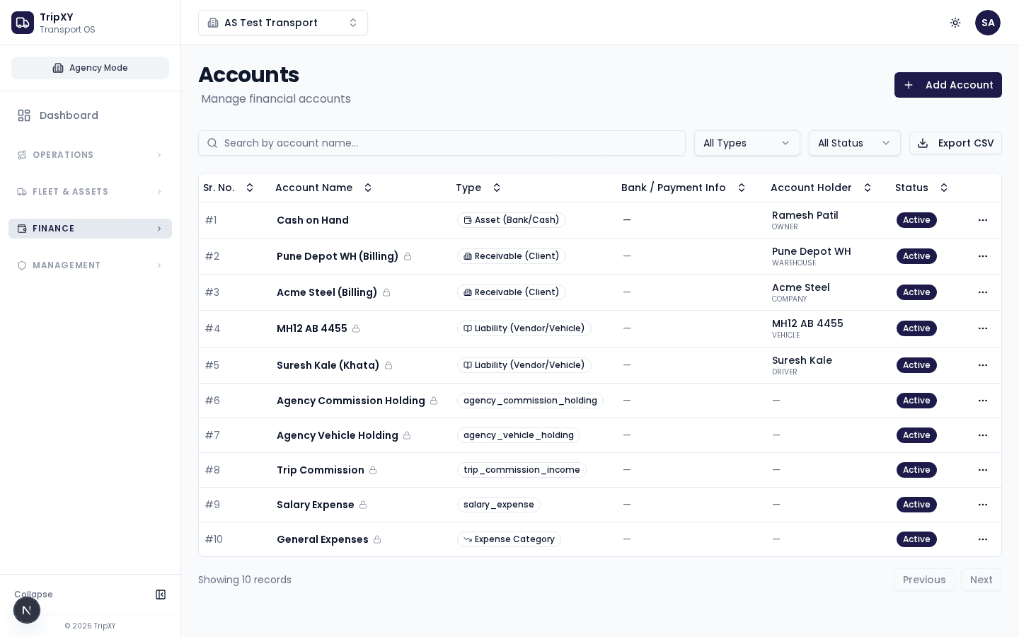 Financial Ledger screenshot